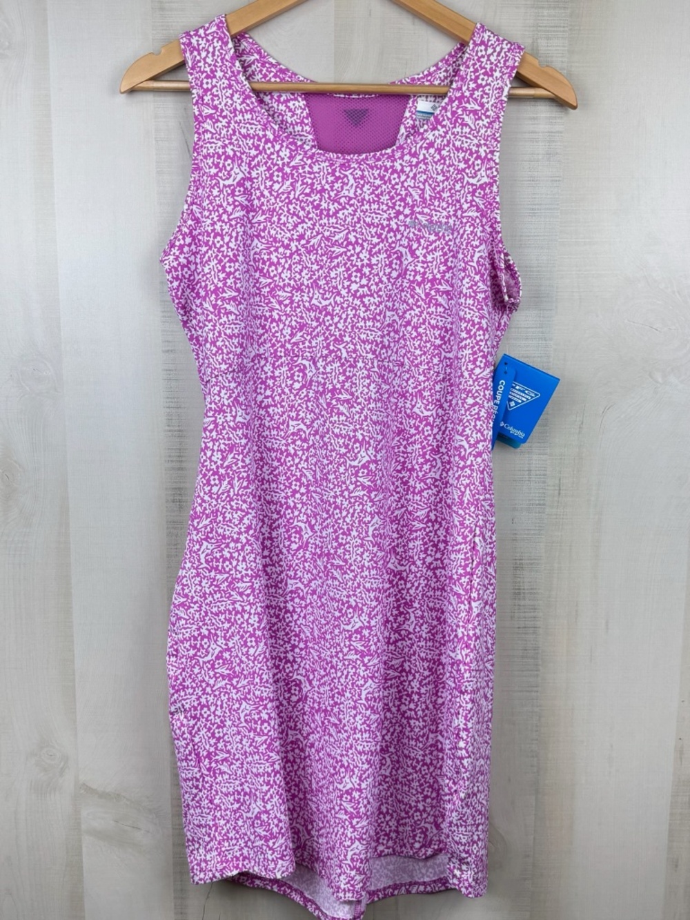 NWT Columbia Women’s Sleeveless Tank Dress Midway Bay Fuchsia Floral Sz Medium